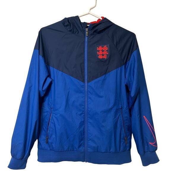 Nike England National Soccer Team Blue Windrunner Jacket Youth Large Windbreaker - Picture 1 of 10